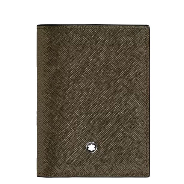 Montblanc mini portemonnee 4 vakken Klerenleer kaki 221508