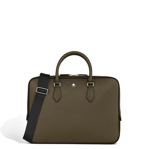 Montblanc slim Sartorial khaki leather briefcase 221548