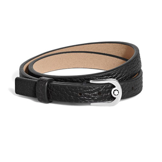 Montblanc verstelbare hoefijzerleren armband met zwarte nerf 222738