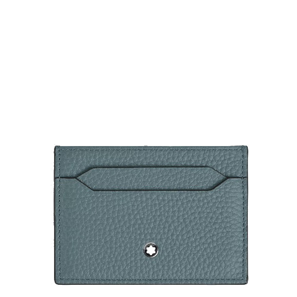 Montblanc 5-pocket kaarthouder in ijsblauw generfd leer 223033