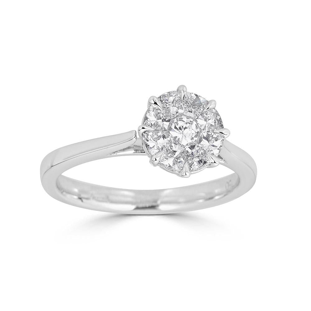 Zydo ronde ring met illusie gezette diamanten witgoud 57750