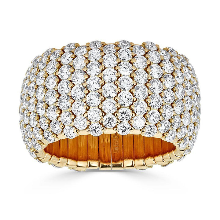 Zydo geelgouden diamanten koepel brede elastische ring 57617