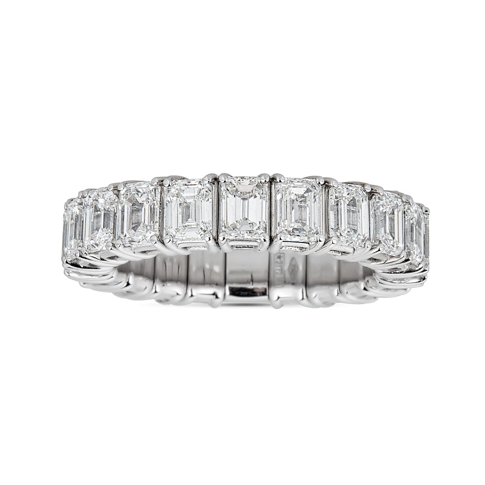 Zydo elastische ring met smaragd geslepen diamanten witgoud 60686