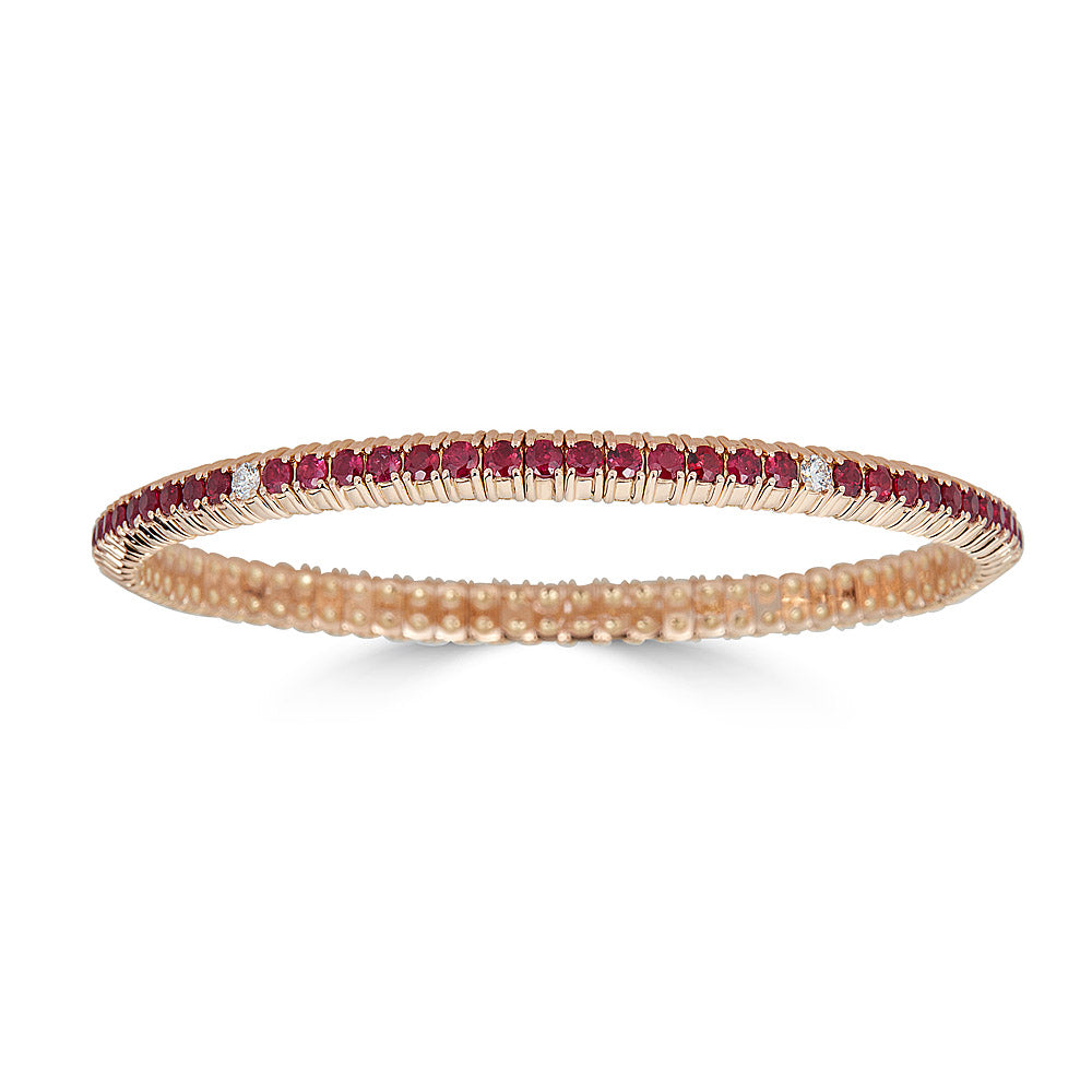 Elastisches Zydo-Armband aus Rubin mit Rubin-Roségold-Diamanten 59221