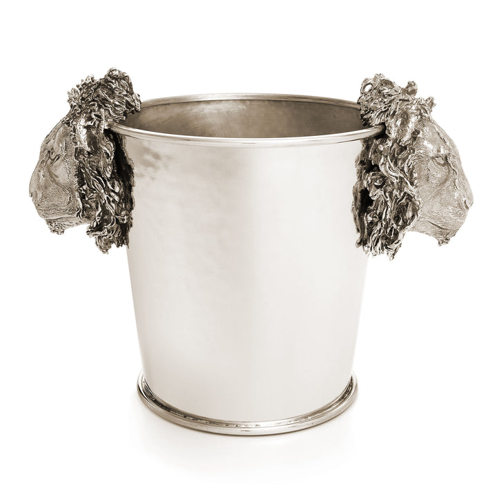 Seau à champagne têtes de lion Giovanni Raspini - Seau à champagne en bronze blanc - B0618