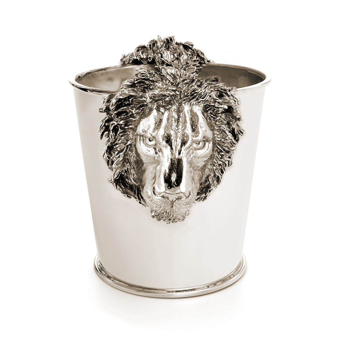 Seau à champagne têtes de lion Giovanni Raspini - Seau à champagne en bronze blanc - B0618
