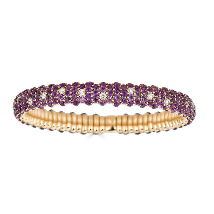 Bracelet élastique bombé améthyste or rose Zydo 60862