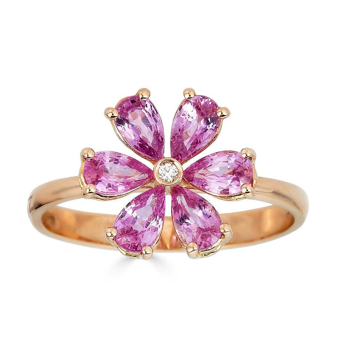 Bague Zydo avec fleur de diamant et pierres précieuses de couleur or rose 63841