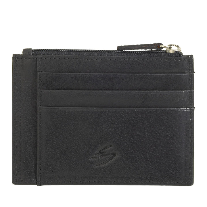 Nuvola Pelle Slim Pocket Porte-cartes de crédit en cuir pour homme avec porte-monnaie zippé