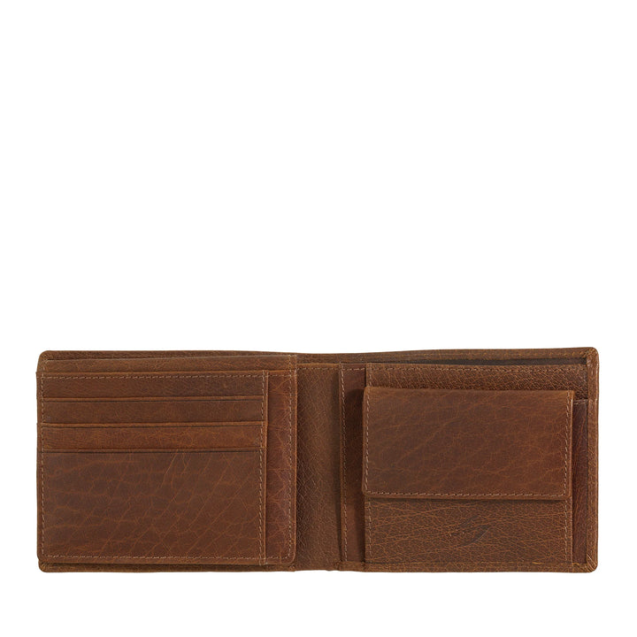 Nuvola Pelle Herren-Brieftasche aus Büffelleder mit Münzfach, Kartenhalter und Innenklappe