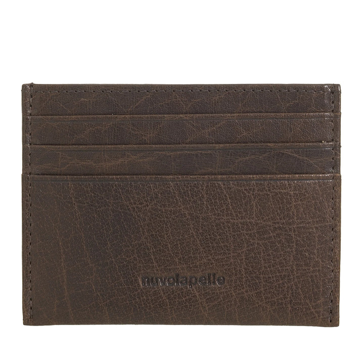 Nuvola Pelle Porte-cartes de crédit fin pour homme et femme en cuir de buffle – Portefeuille de poche fin en cuir avec 6 emplacements pour cartes