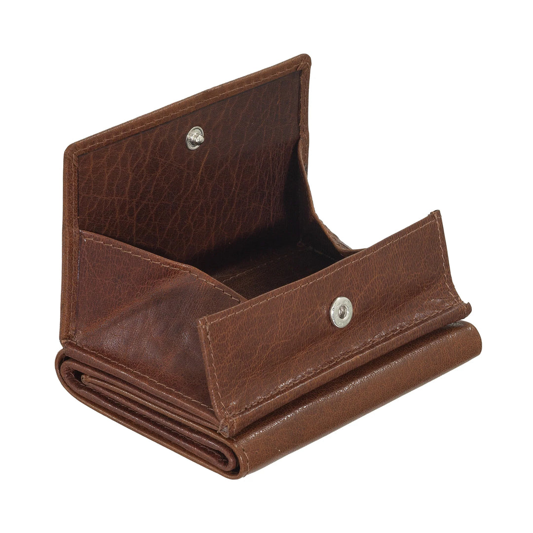 Nuvola Pelle Petit Portefeuille pour Homme et Femme en Cuir de Buffle - Élégant à Trois Volets avec Bouton Porte-Monnaie, Compartiments pour Cartes, Cartes et Billets de Banque