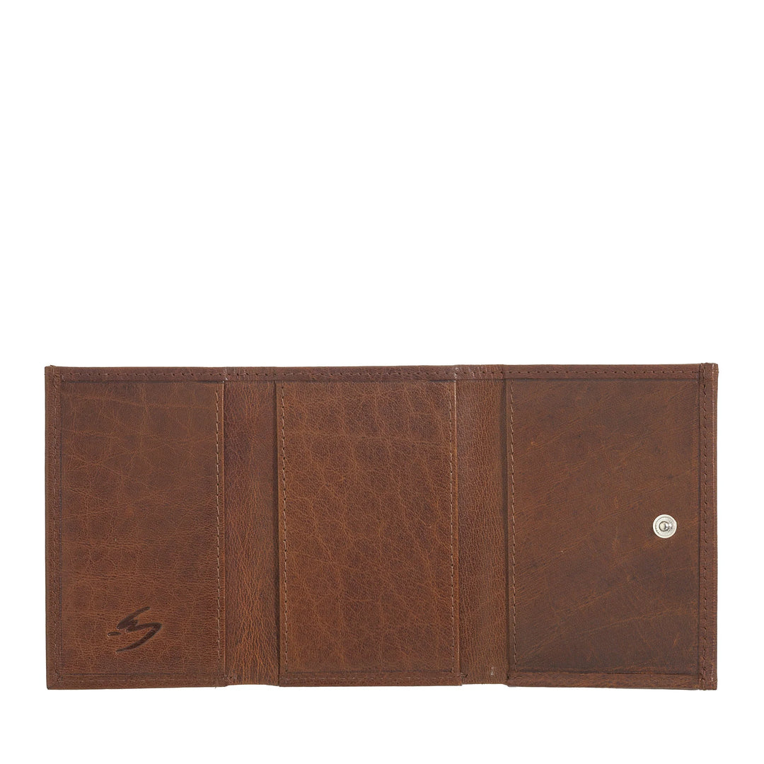 Nuvola Pelle Petit Portefeuille pour Homme et Femme en Cuir de Buffle - Élégant à Trois Volets avec Bouton Porte-Monnaie, Compartiments pour Cartes, Cartes et Billets de Banque