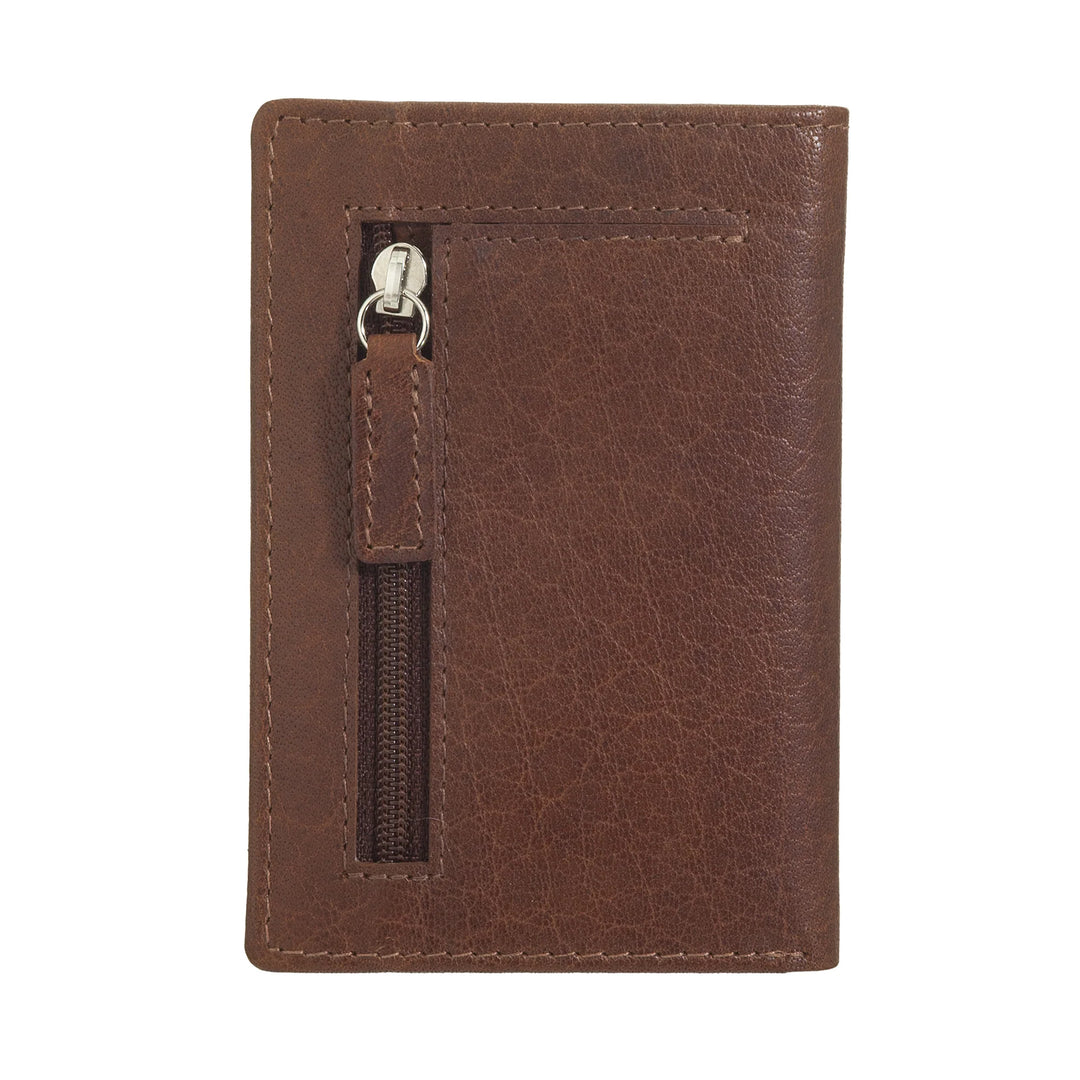 Nuvola Pelle Petit portefeuille pour homme en cuir de buffle véritable, porte-cartes fin avec fermeture éclair au dos, format de poche, compact