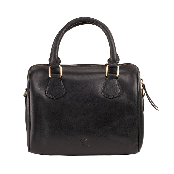 Nuvola Pelle damestas van echt buffelleer met verstelbare schouderband - elegante vintage handtas met ritssluiting en dubbel handvat