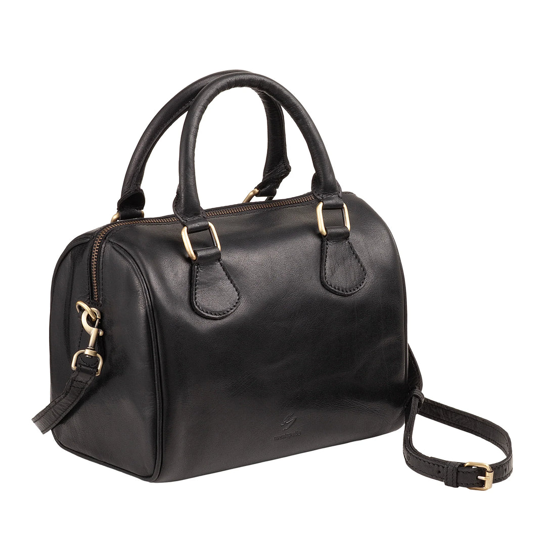 Nuvola Pelle damestas van echt buffelleer met verstelbare schouderband - elegante vintage handtas met ritssluiting en dubbel handvat