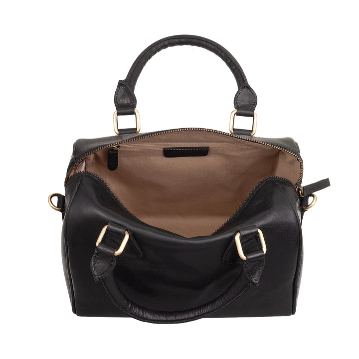 Nuvola Pelle damestas van echt buffelleer met verstelbare schouderband - elegante vintage handtas met ritssluiting en dubbel handvat