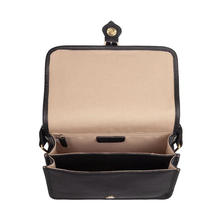 Nuvola Pelle Damen-Umhängetasche aus echtem Vintage-Büffelleder – elegante kleine Klappentasche mit Magnetverschluss mit Schnalle und verstellbarem Schultergurt