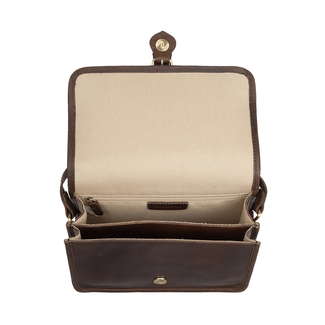 Nuvola Pelle damesschoudertas van echt vintage buffelleer - elegante kleine kleptas met magnetische sluiting met gesp en verstelbare schouderband