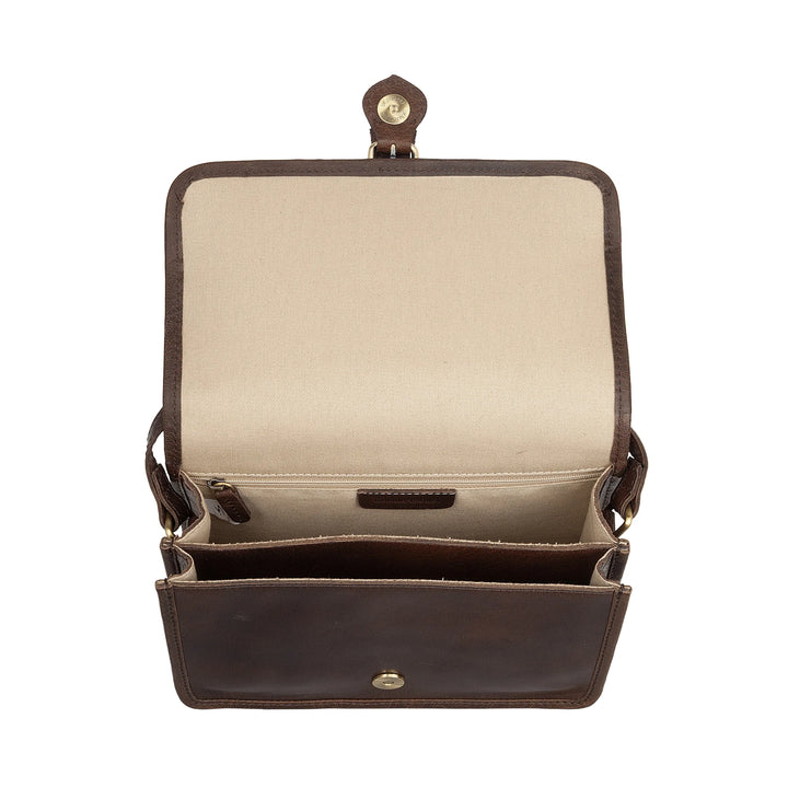Nuvola Pelle damesschoudertas van echt vintage buffelleer - elegante kleine kleptas met magnetische sluiting met gesp en verstelbare schouderband