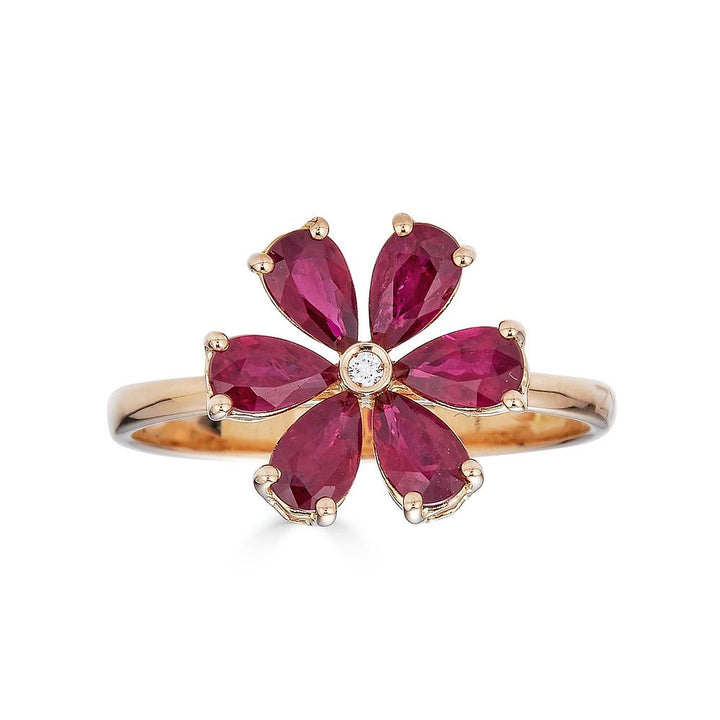 Bague Zydo avec fleur de diamant et pierres précieuses de couleur or jaune 62220