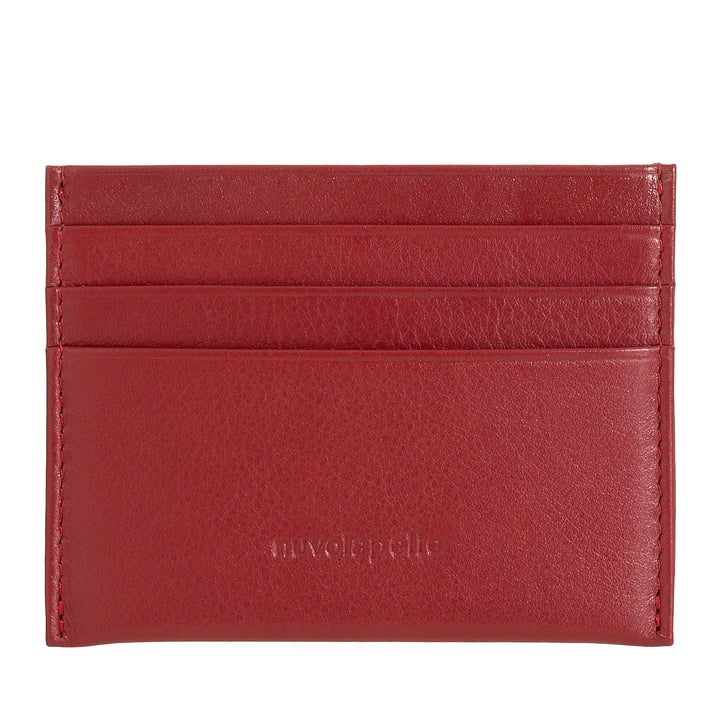 Nuvola Pelle Slim Porte-cartes de crédit pour homme et femme – Portefeuille de poche fin en cuir Nappa souple avec 6 emplacements pour cartes
