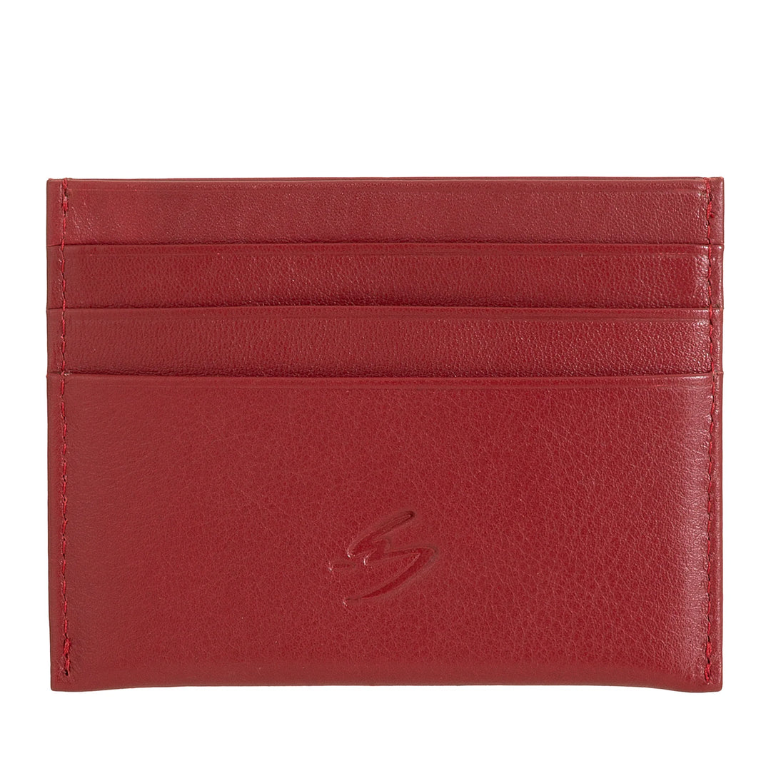 Nuvola Pelle Slim Porte-cartes de crédit pour homme et femme – Portefeuille de poche fin en cuir Nappa souple avec 6 emplacements pour cartes