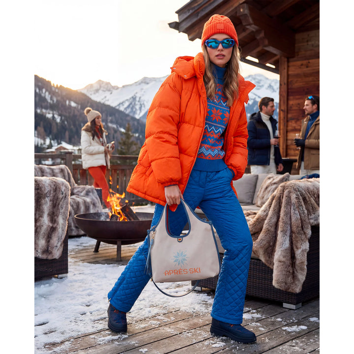 DUDU Sac Bandoulière Femme en Nylon et Cuir Après Ski - Cabas Léger Taille Moyenne avec Bandoulière Ajustable et Fermeture Magnétique, Design Sporty Chic