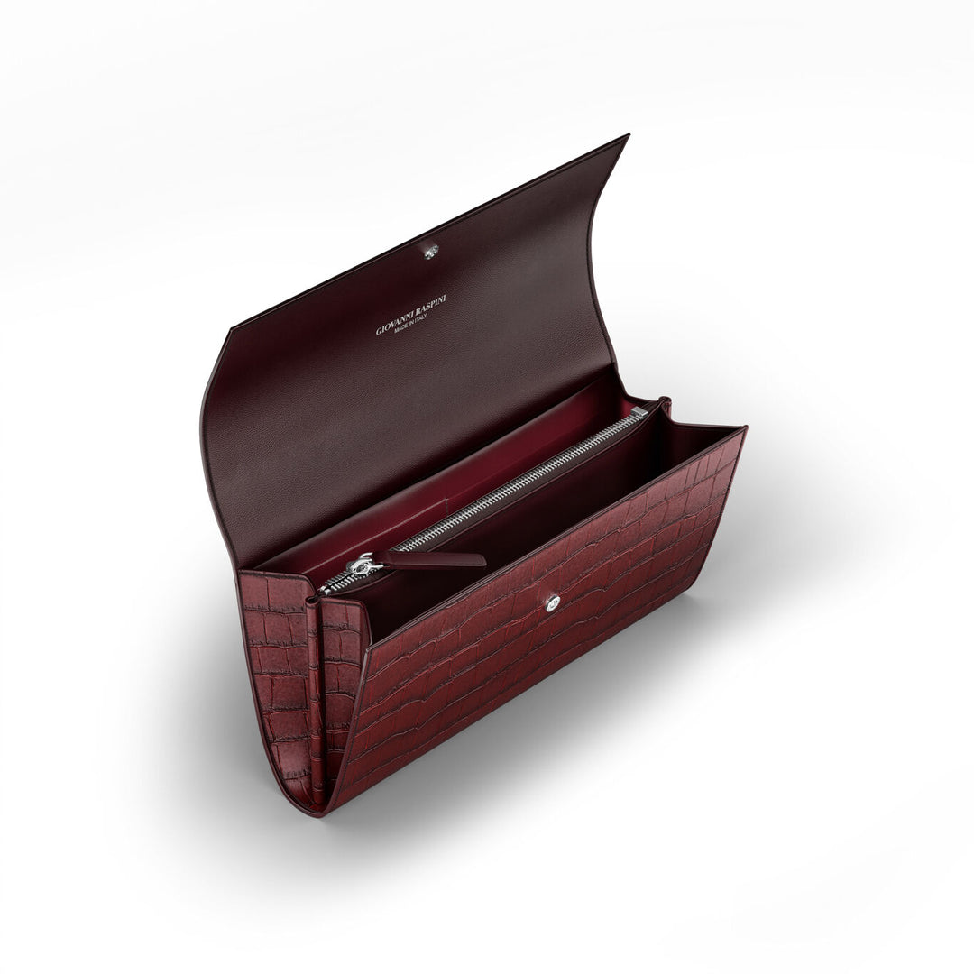 Giovanni Raspini continental wallet jungle croco burgundy leather Wallet in leather and white bronze decoration L0033