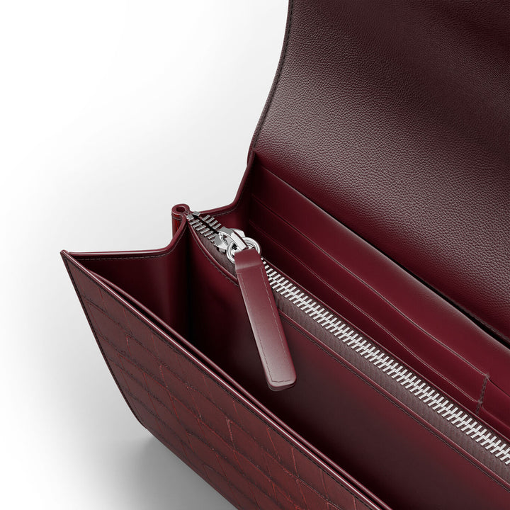 Giovanni Raspini continental wallet jungle croco burgundy leather Wallet in leather and white bronze decoration L0033
