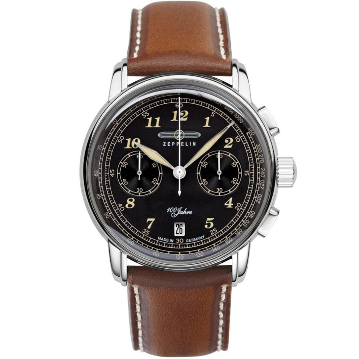 Montre Zeppelin 100 ans Zeppelin Chrono 42mm acier quartz noir 7674-3