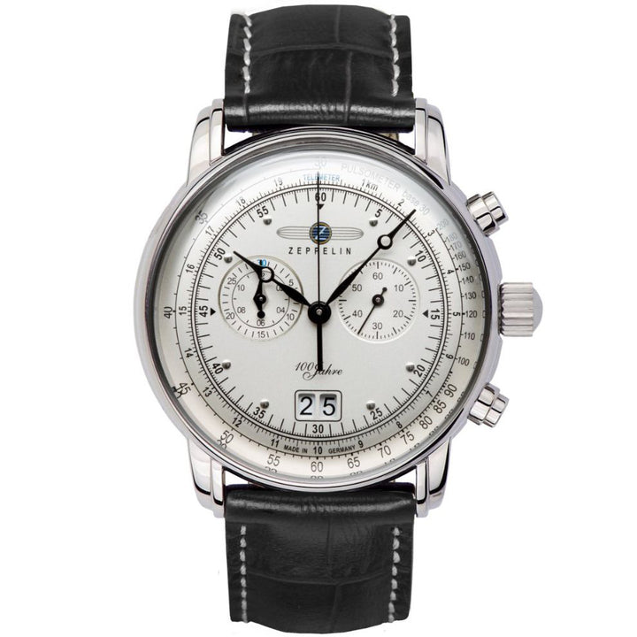 Zeppelin watch 100 Years Zeppelin Chronograph 42mm silver quartz steel 7690-1