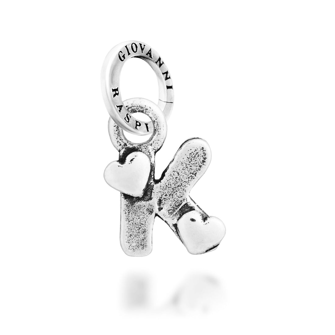 Giovanni Raspini Charm "K" Petits Coeurs - Silver Charm - 12787