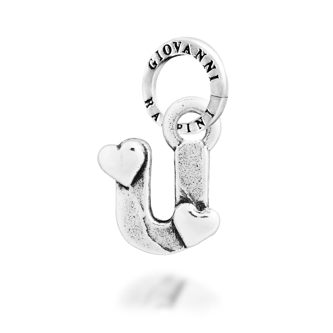 Giovanni Raspini Charm "U" Petits Coeurs - Silver Charm - 12797