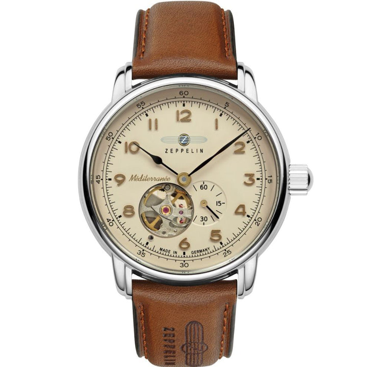 Zeppelin horloge LZ121 Mediterranèe Automatic Open 40mm beige automatisch staal 9666-5