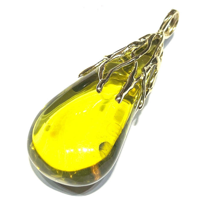 Capodagli-Bernstein-Anhänger, 925er-Silberfassung, Gelbgold-PVD-Finish AC 00676