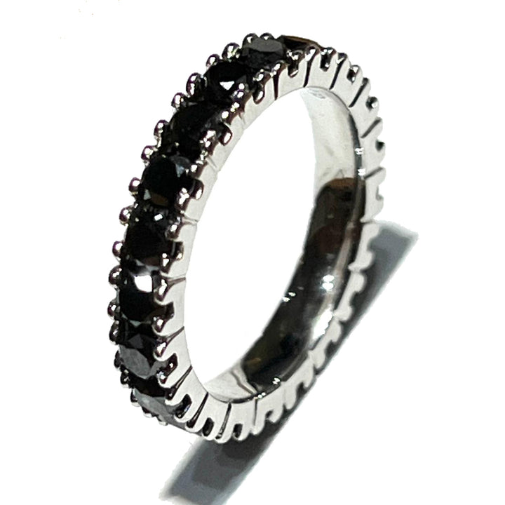 Bague en or blanc 18 carats World Diamond Group avec diamants noirs 0024FG