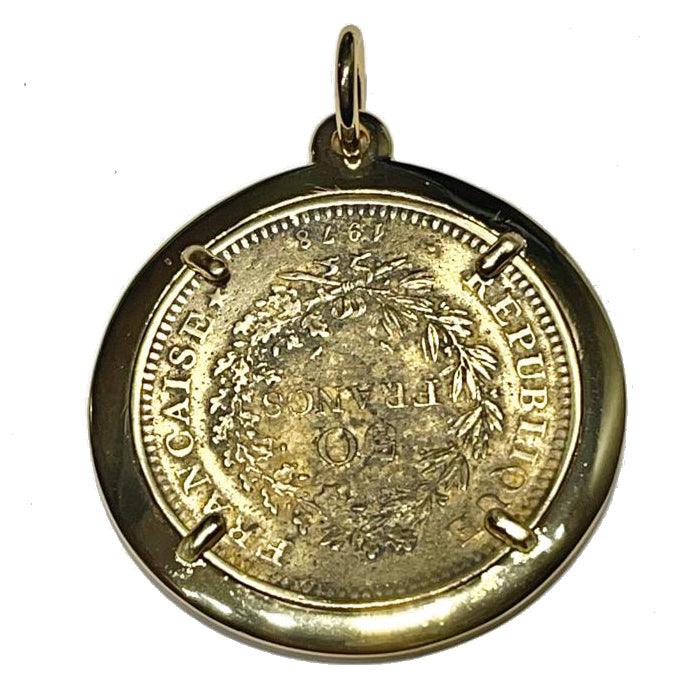 Capodagli charme pendentif 50 francs bronze bronze pvd jaune cpd-bul-bro-152g