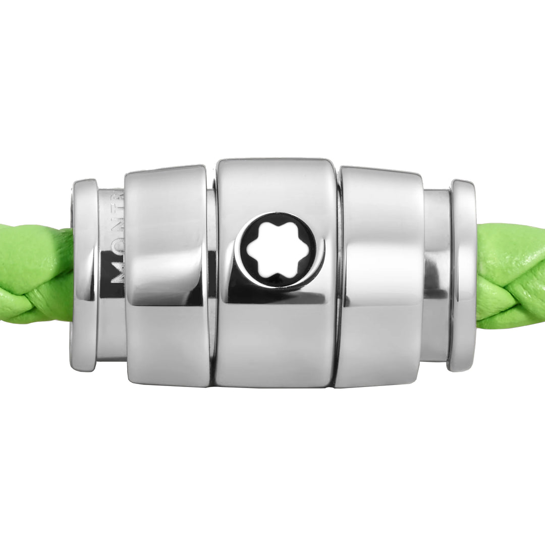 Montblanc 3-ring stalen en Meisterstück Lime leren armband maat M 13429263