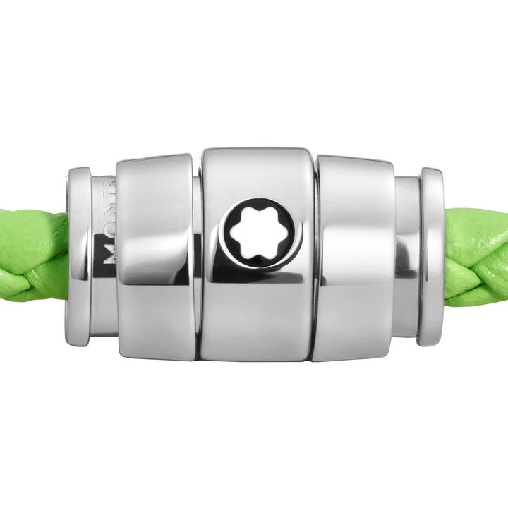 Montblanc 3-ring stalen en Meisterstück Lime leren armband maat M 13429263