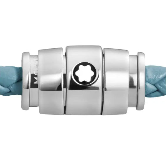 Montblanc 3-Ring-Stahlarmband und Meisterstück Blue Fumè-Leder, Größe S 13429360
