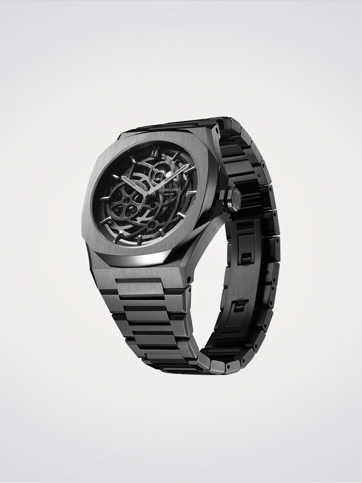 D1 Milano Gun Metal Skelett 41,5 mm D1-SKBJ11