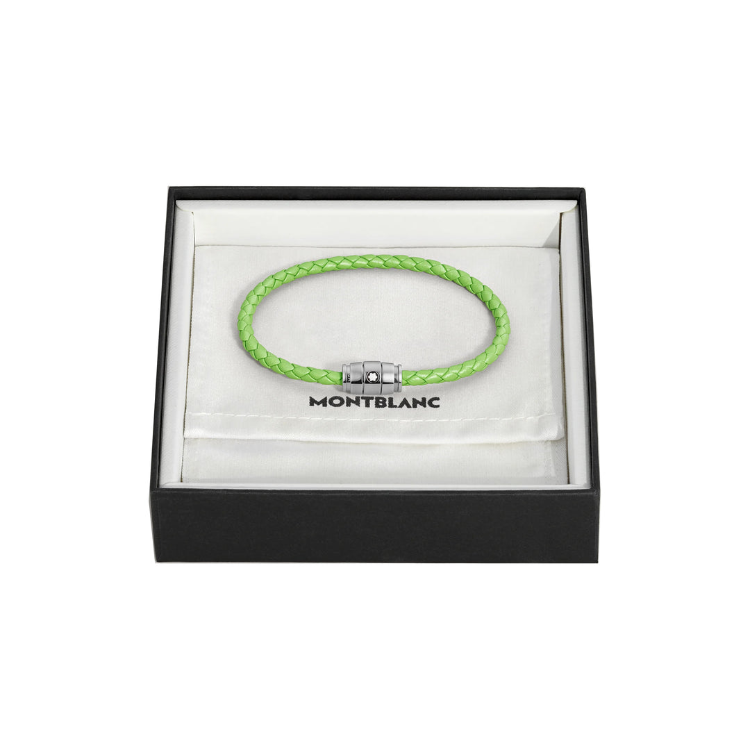 Montblanc 3-ring stalen en Meisterstück Lime leren armband maat M 13429263