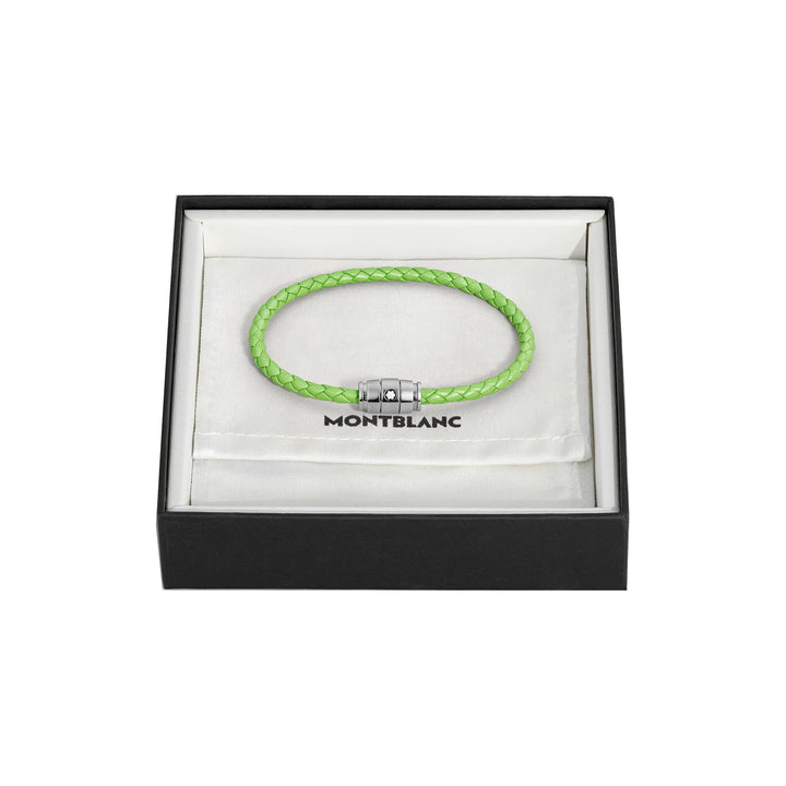 Montblanc 3-ring stalen en Meisterstück Lime leren armband maat M 13429263