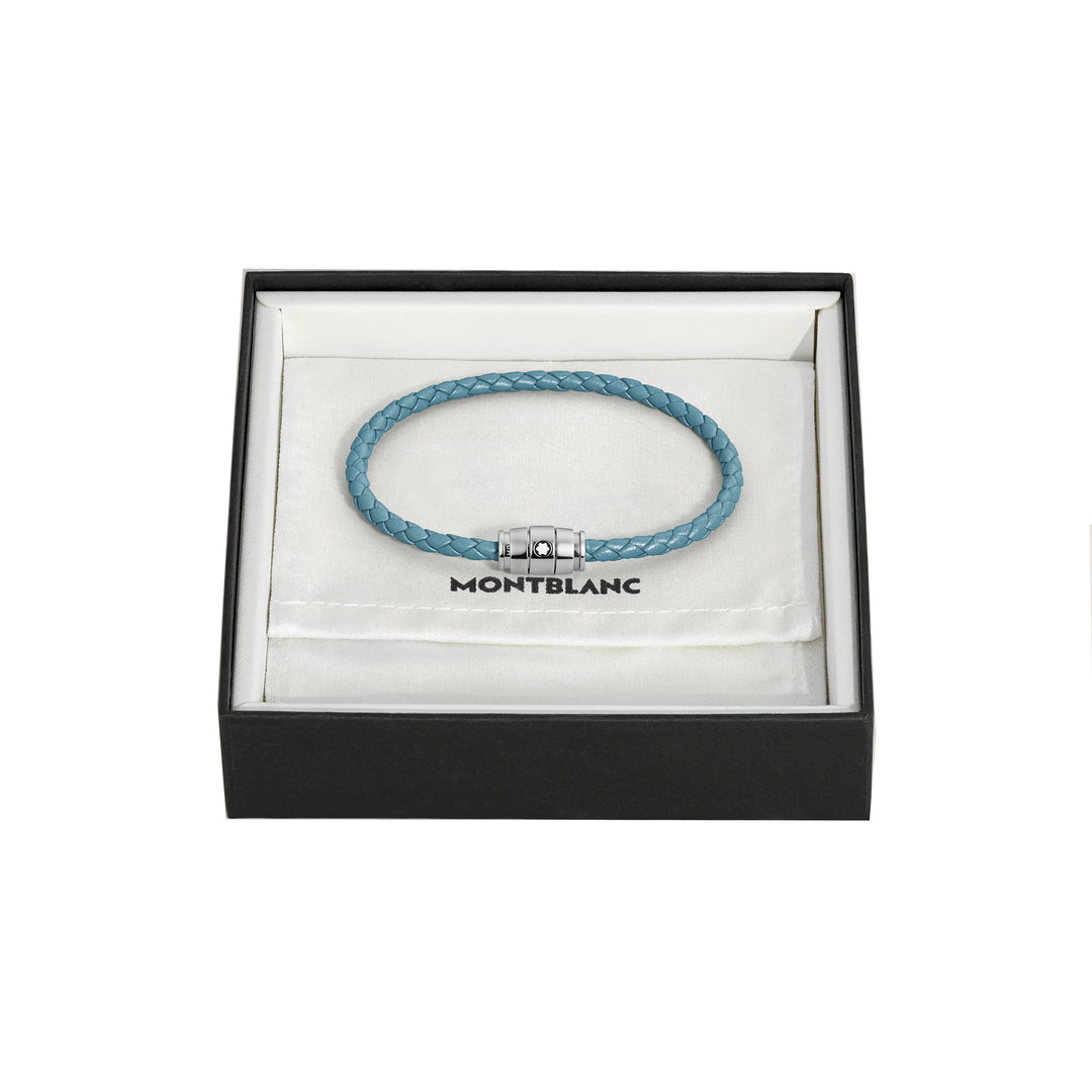 Montblanc 3-Ring-Stahlarmband und Meisterstück Blue Fumè-Leder, Größe S 13429360