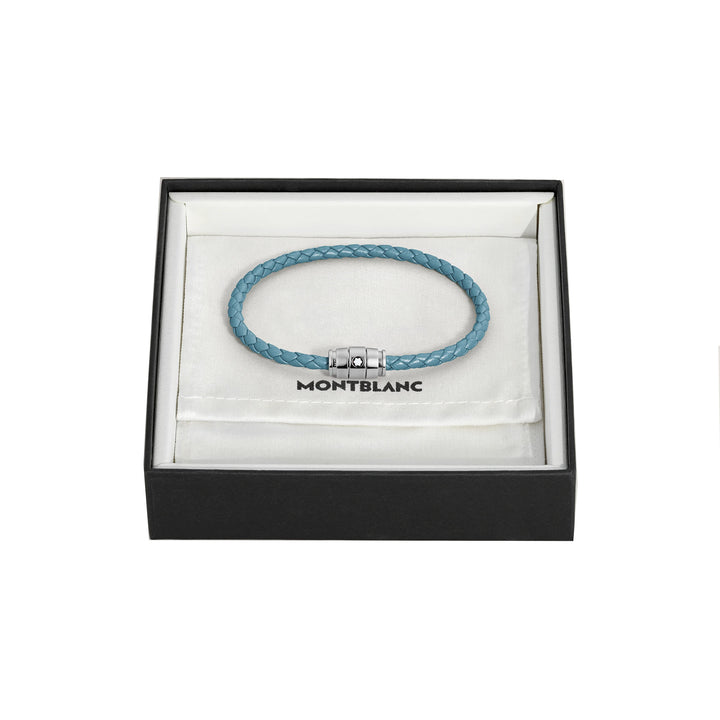 Montblanc 3-Ring-Stahlarmband und Meisterstück Blue Fumè-Leder, Größe S 13429360