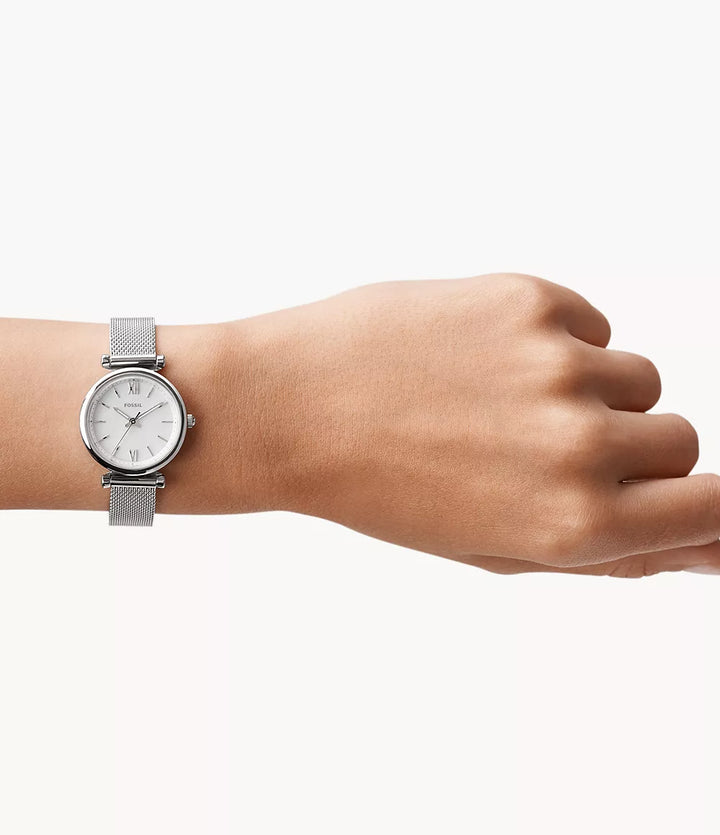 Fossil horloge Carlie Mini Mini 28mm parelmoer quartz staal ES4432