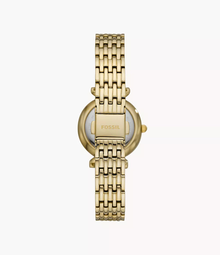 Fossil horloge Carlie Mini Mini 28 mm parelmoer kwartsstaal PVD afwerking geelgoud ES4699