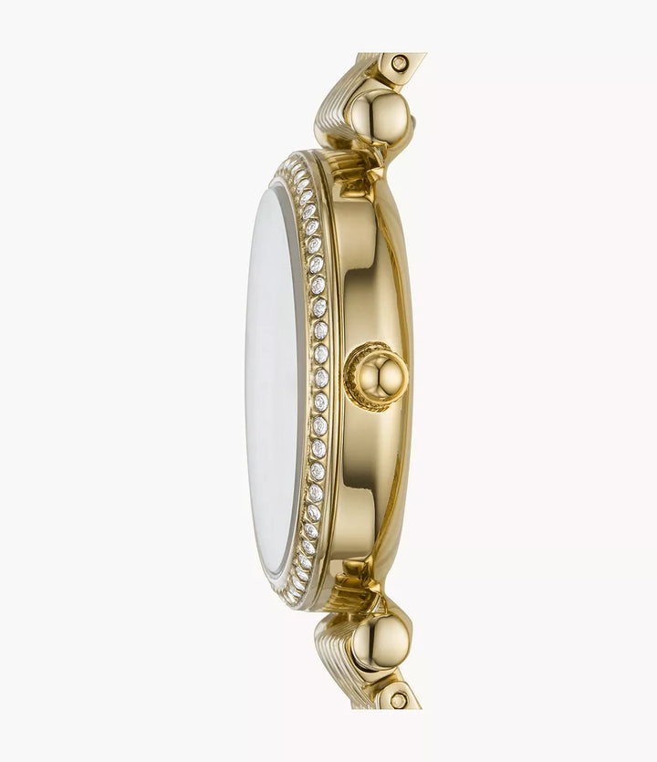 Fossil horloge Carlie Mini Mini 28 mm parelmoer kwartsstaal PVD afwerking geelgoud ES4699