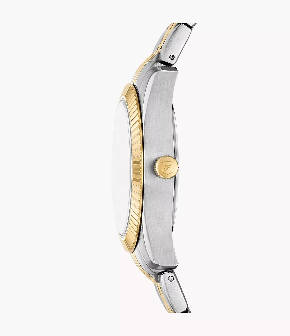 Fossil Scarlette watch 33mm green quartz steel PVD finish yellow gold ES5388